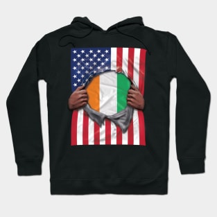 Ivory Coast Flag American Flag Ripped - Gift for Ivorian From Ivory Coast Hoodie